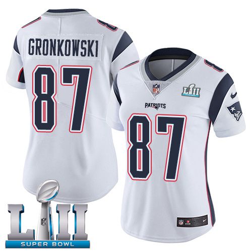 Women New England Patriots #87 Gronkowski White Limited 2018 Super Bowl NFL Jerseys->new england patriots->NFL Jersey